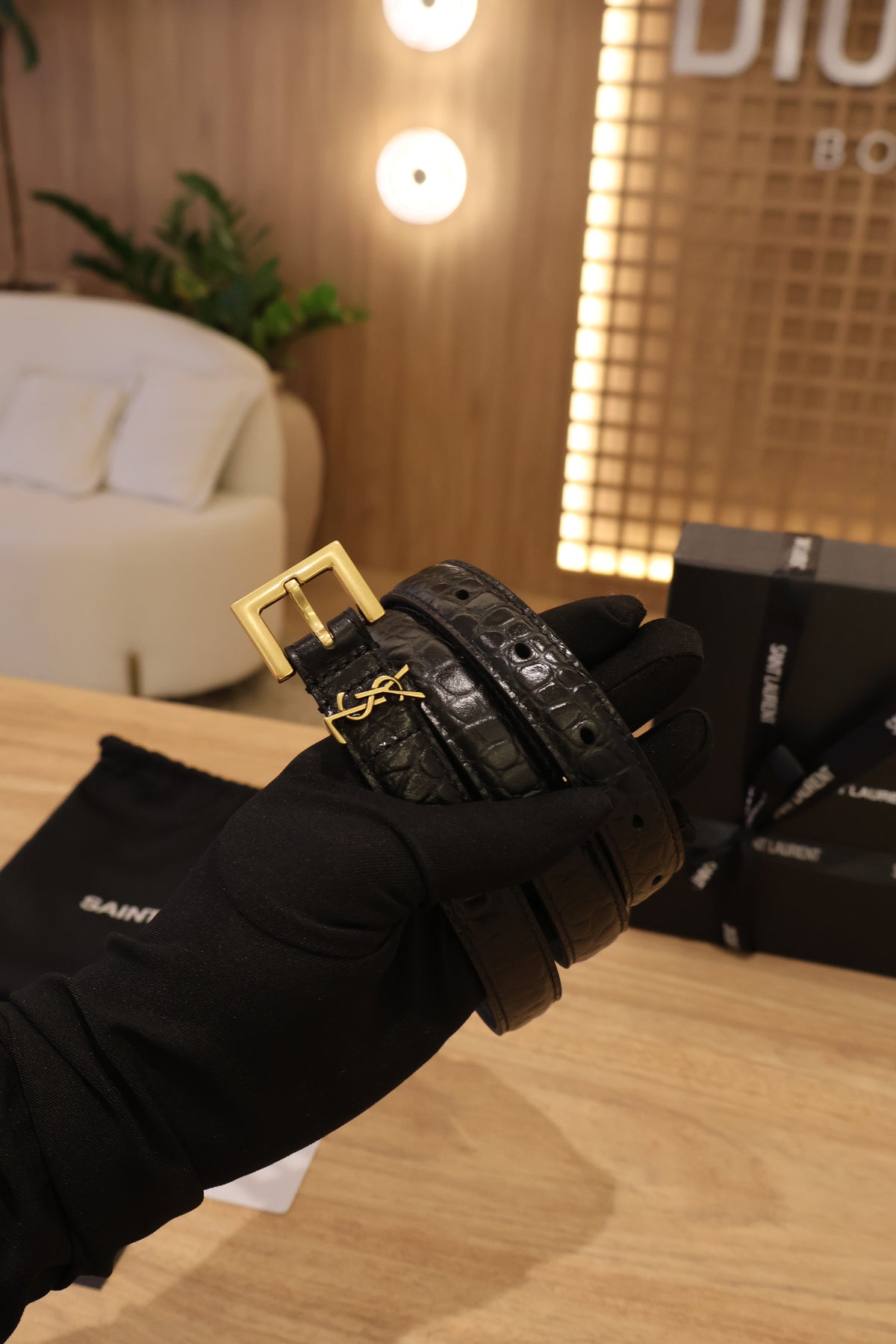 Cinto YSL - 2cm - croco
