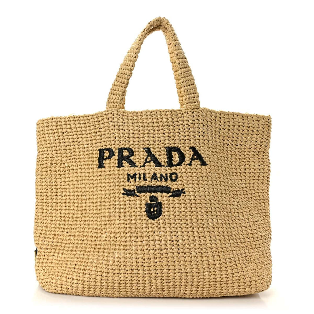 Bolsa Prada Raffia logo tote